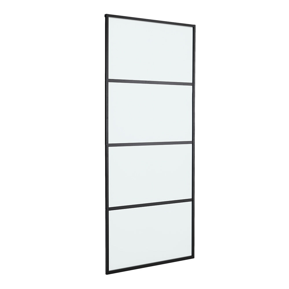Frosted Glass Black Barn Door with Sliding Hardware Kit
