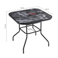 Black Garden Square Marble Patio Table With Umbrella Hole