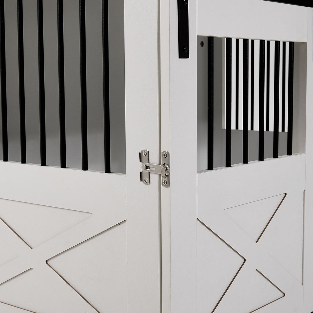Wooden Dog Crate with Lockable Barn Door