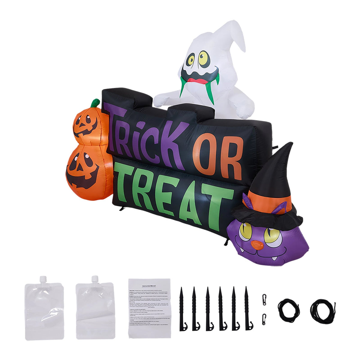 5.3FT Halloween Inflatable Pumpkin Ghost Cat Decoration with Built-in Lights