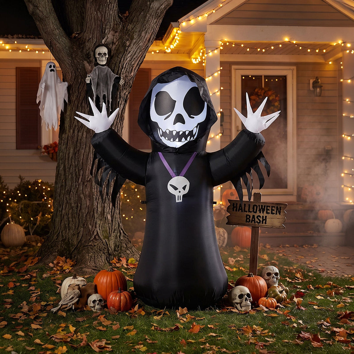 5 FT Halloween Inflatable Grim Reaper Decoration with LED Lights