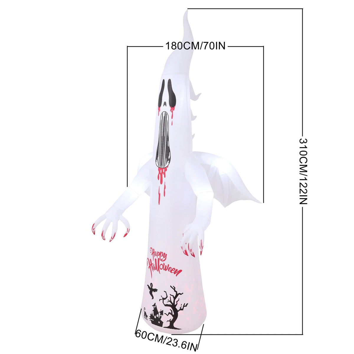 10.2FT Halloween Inflatable Scream Ghost Decoration with Built-in Lights