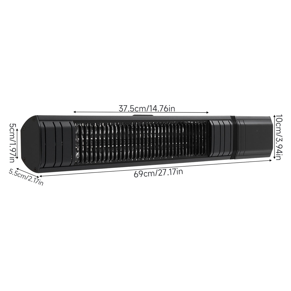 2000W Wall-Mounted Infrared Patio Heater with 9 Temperature Settings & 24H Timer