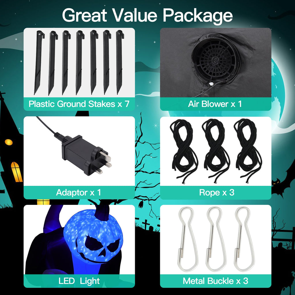 Halloween Inflatable Outdoor Ghost with Raising Hands and LED Lights Yard Decoration