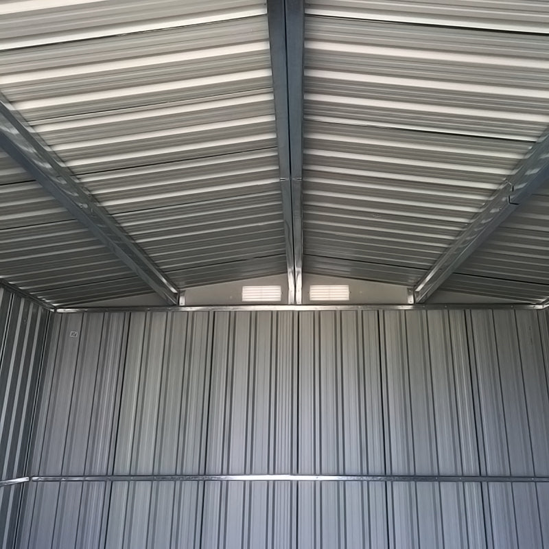 8 x 10 ft Metal Garden Storage Shed with Apex Roof & Double Doors