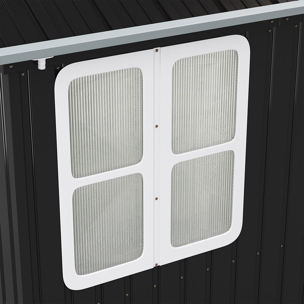 8 x 6 ft Metal Garden Storage Shed with Apex Roof & Double Doors