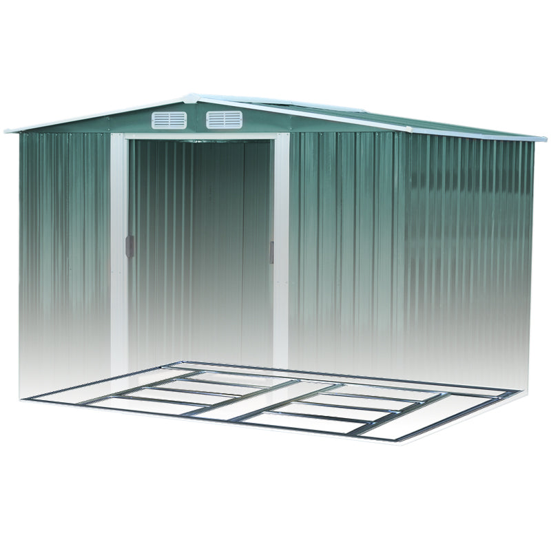 8 x 10 ft Metal Garden Storage Shed with Apex Roof & Double Doors