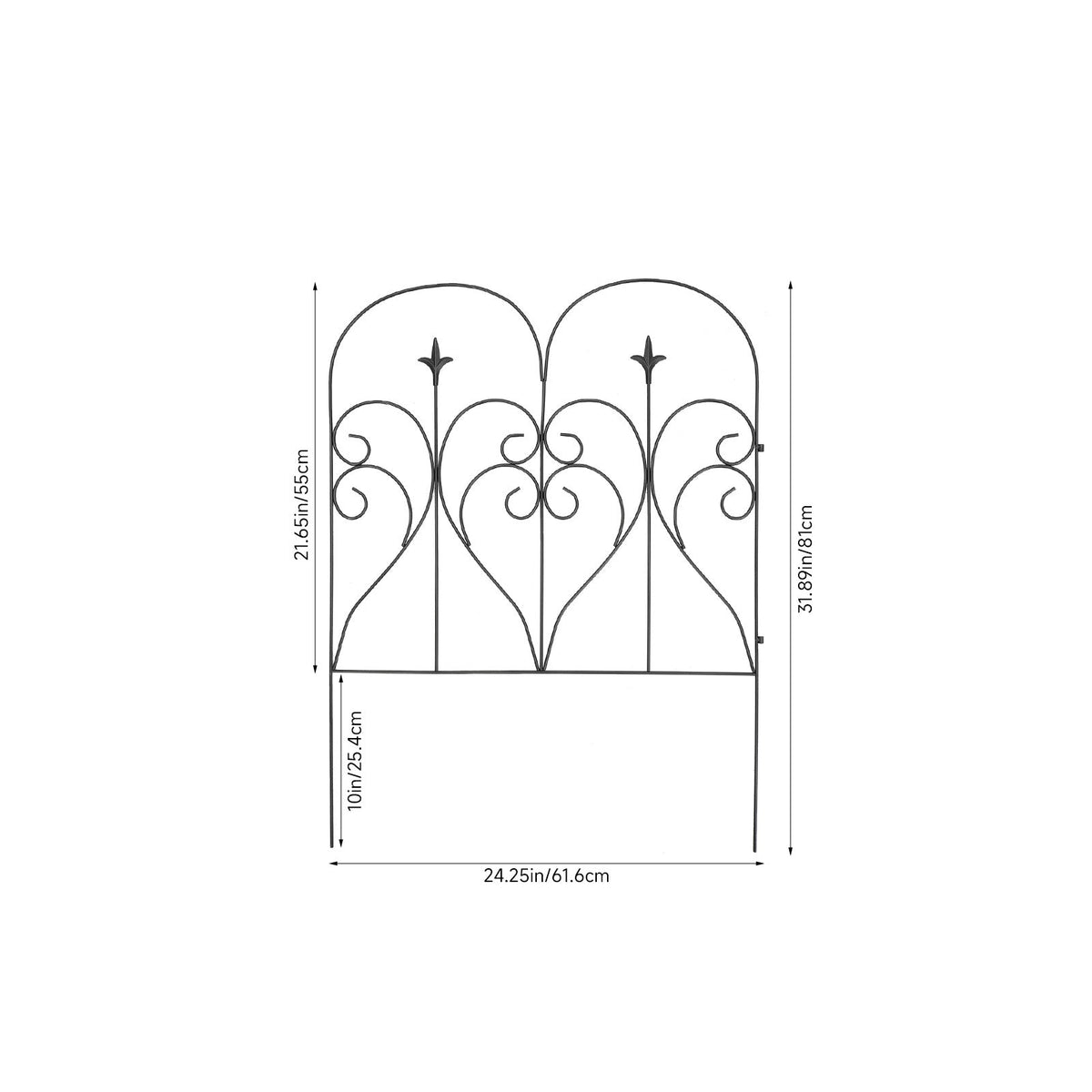 5-Pack Decorative Metal Garden Fence Panels