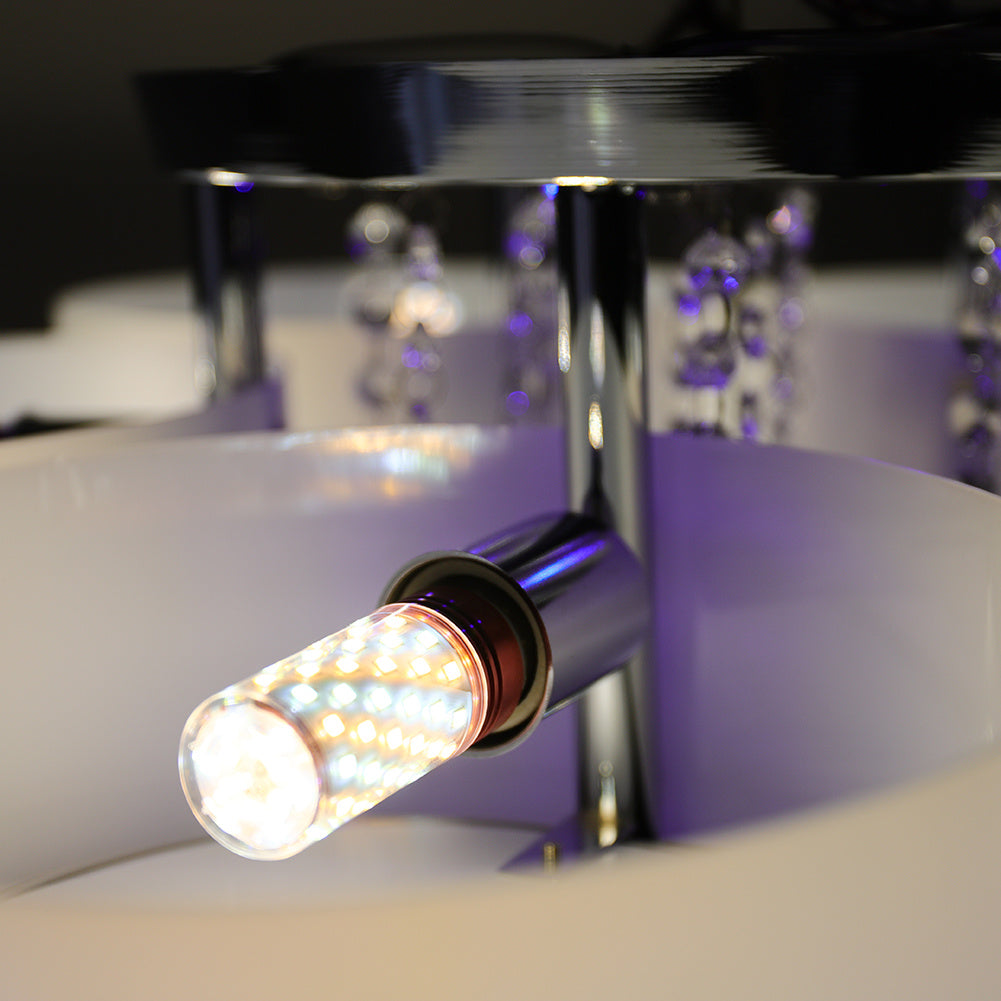3/5 heads lights of Modern Round Acrylic LED Semi Flush Mount with Crystal Accent
