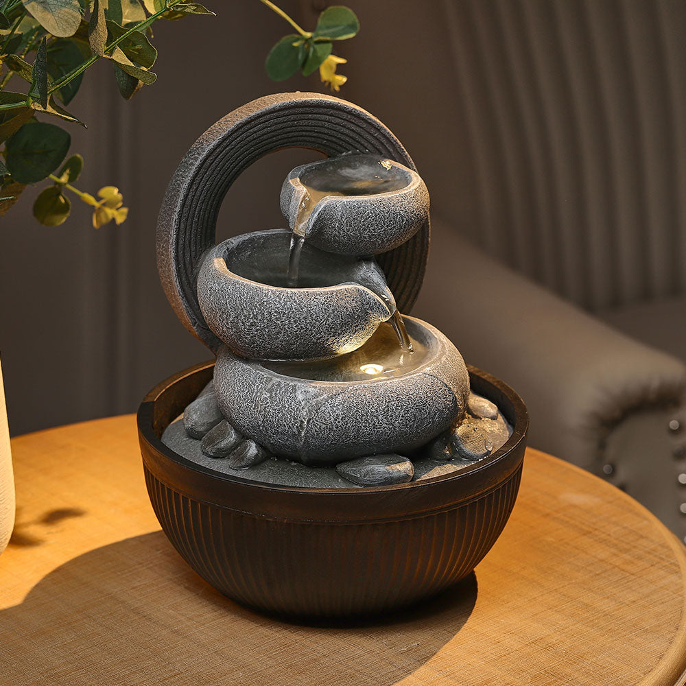 Resin Cascading Water Fountain with LED Light