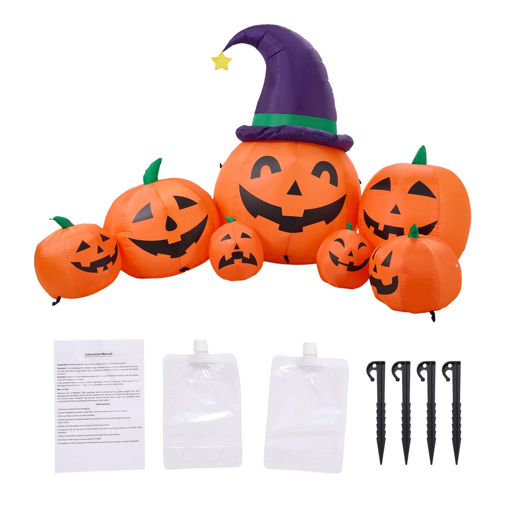 7 FT Halloween Inflatable Pumpkin Family Decoration with LED Lights