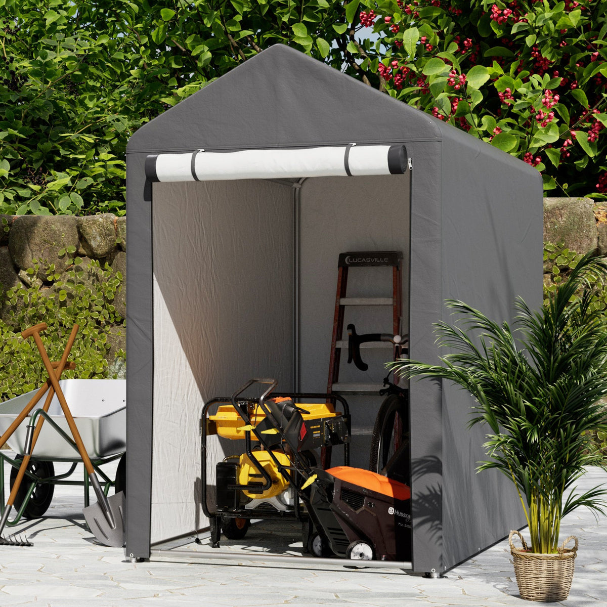 3 x 5 ft Portable Garden Storage Shelter with Roll-Up Door