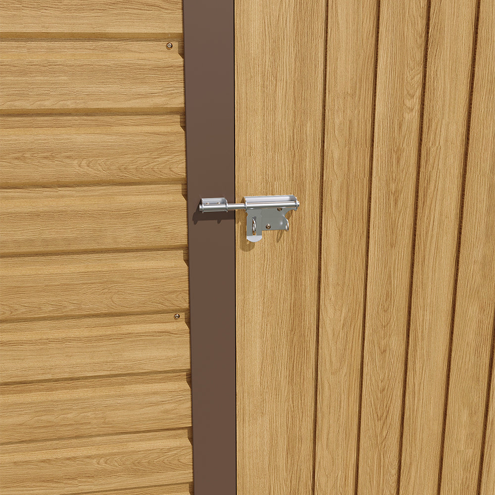 6 x 4 ft Wood Effect Galvanised Steel Garden Storage Shed with Apex Roof
