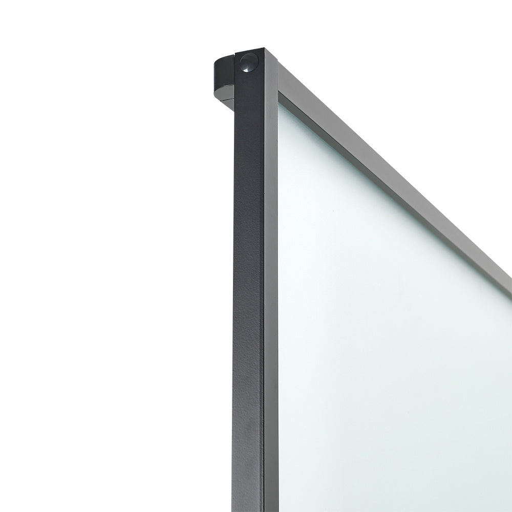 Clear and Smooth Glass Black Barn Door with Sliding Hardware Kit