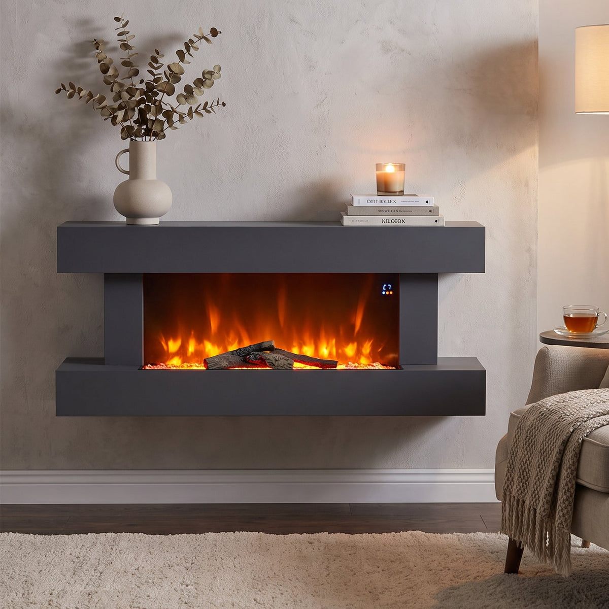 52 Inch Wall-Mounted & Freestanding Electric Fire with Remote Control