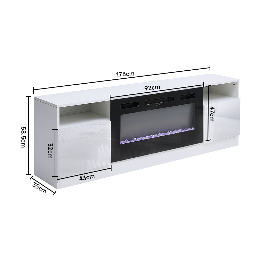 Recessed Electric Fireplace TV Stand with Closed Storage