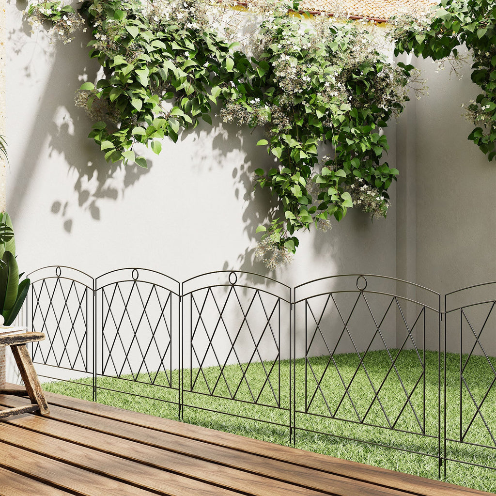 5 Pack Black Metal Garden Border Fence Panels