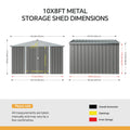 10 ft Wide Metal Garden Storage Shed with Apex Roof