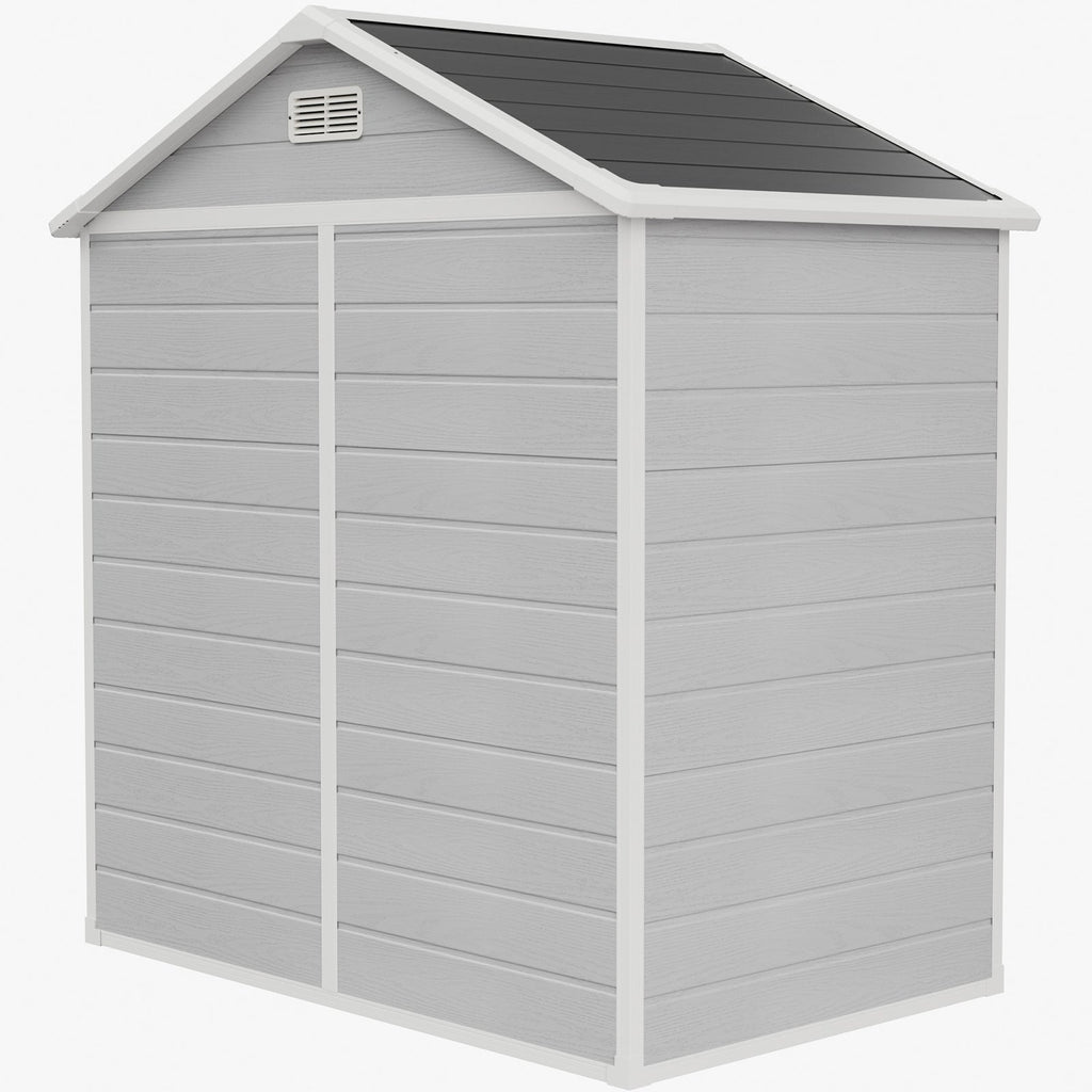 6 x 4 ft Plastic Garden Shed with Apex Roof & Lockable Double Doors