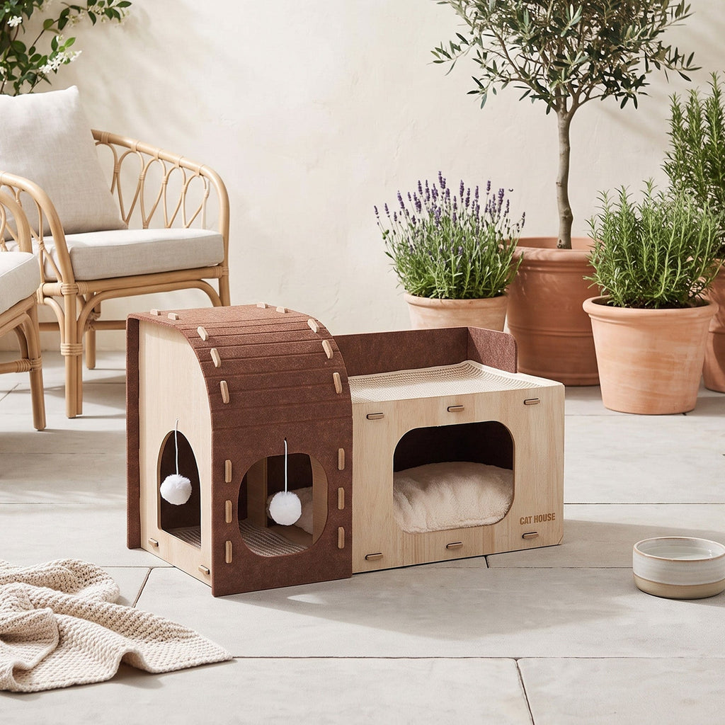 2-Tier Multifunctional Cat House Cave Pet Bed