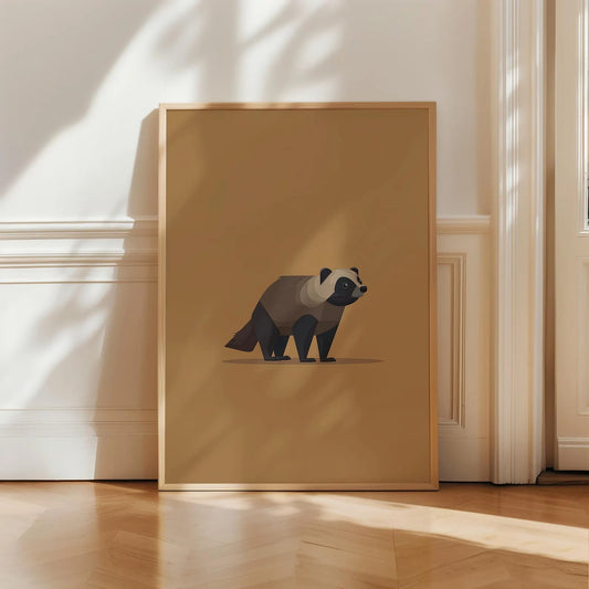 Modern Badger Illustration Print, Cute Woodland Animal Wall Art for Kids Room