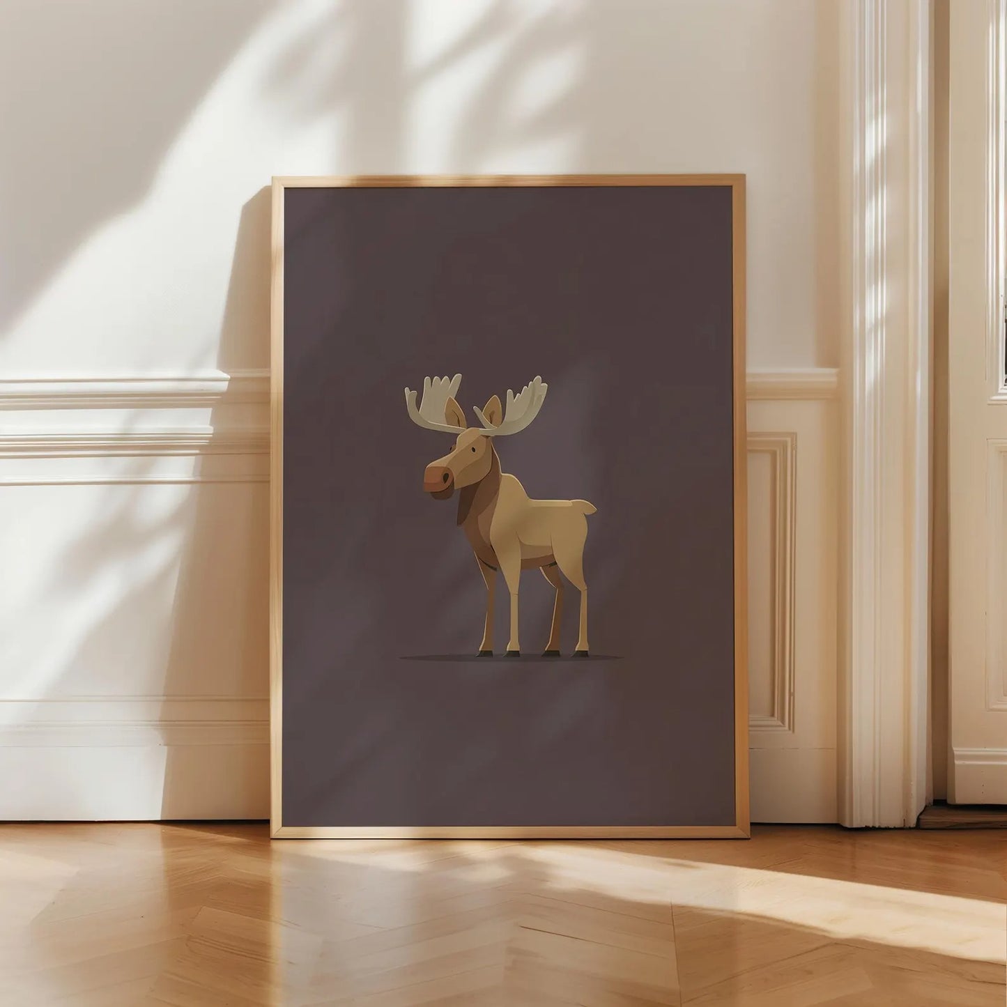 Cute Moose Nursery Wall Art Print, Woodland Animal Poster for Kids Room