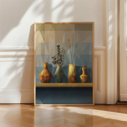 Japandi Geometric Vases Still Life Print, Minimalist Neutral Wall Art